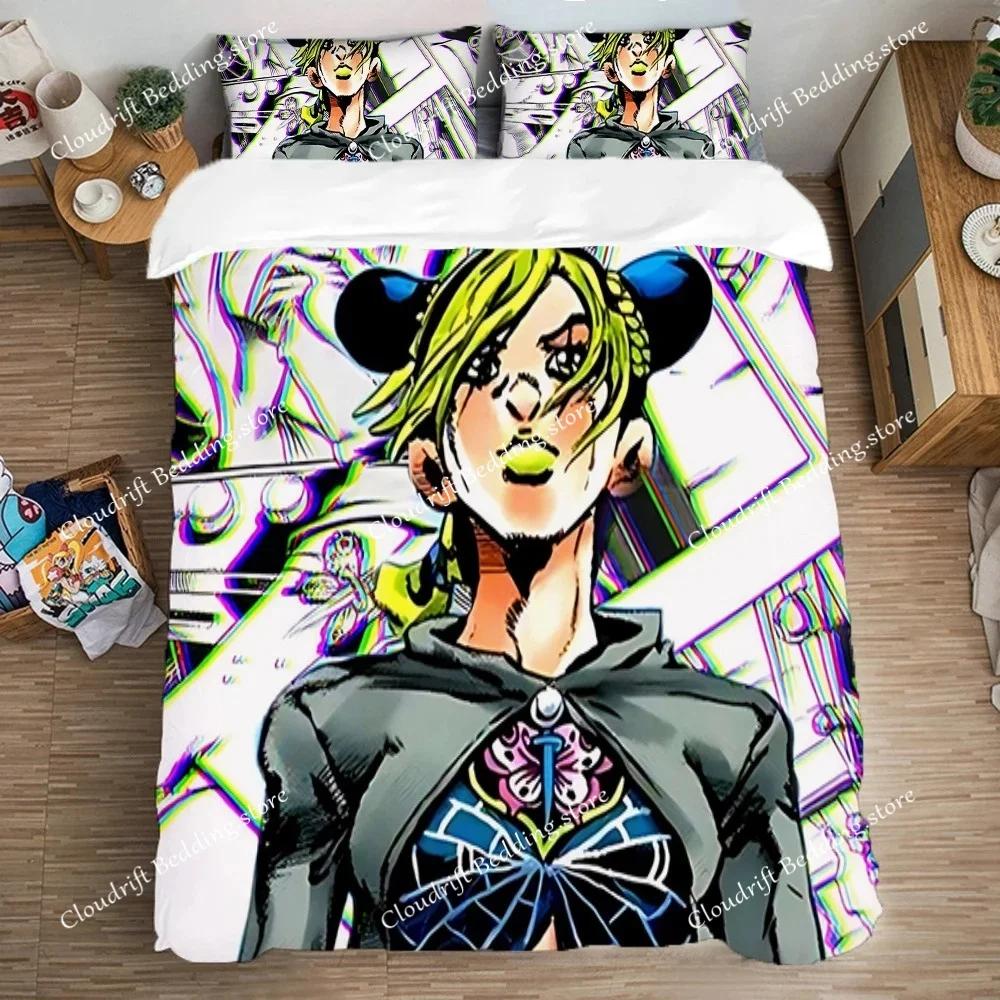Duvet Covers Pillowcase Bedding Set Double Size Anime Jolyne Cujoh Queen Bed Comforter Sets Art Fashion Quilt Cover Linen Home02