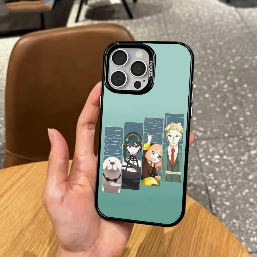 Anya F-Forger Spy x Family Phone Case For iPhone17,16,15,14,13,12,11 Plus,Pro Max Colored Silver Plated Inside Cover