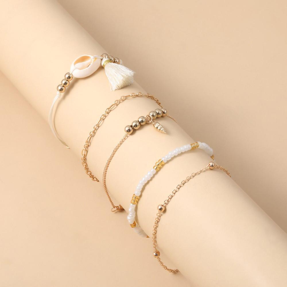 Star Moon Bracelet Anklet String Bead Hand Jewelry Six-piece Bracelet