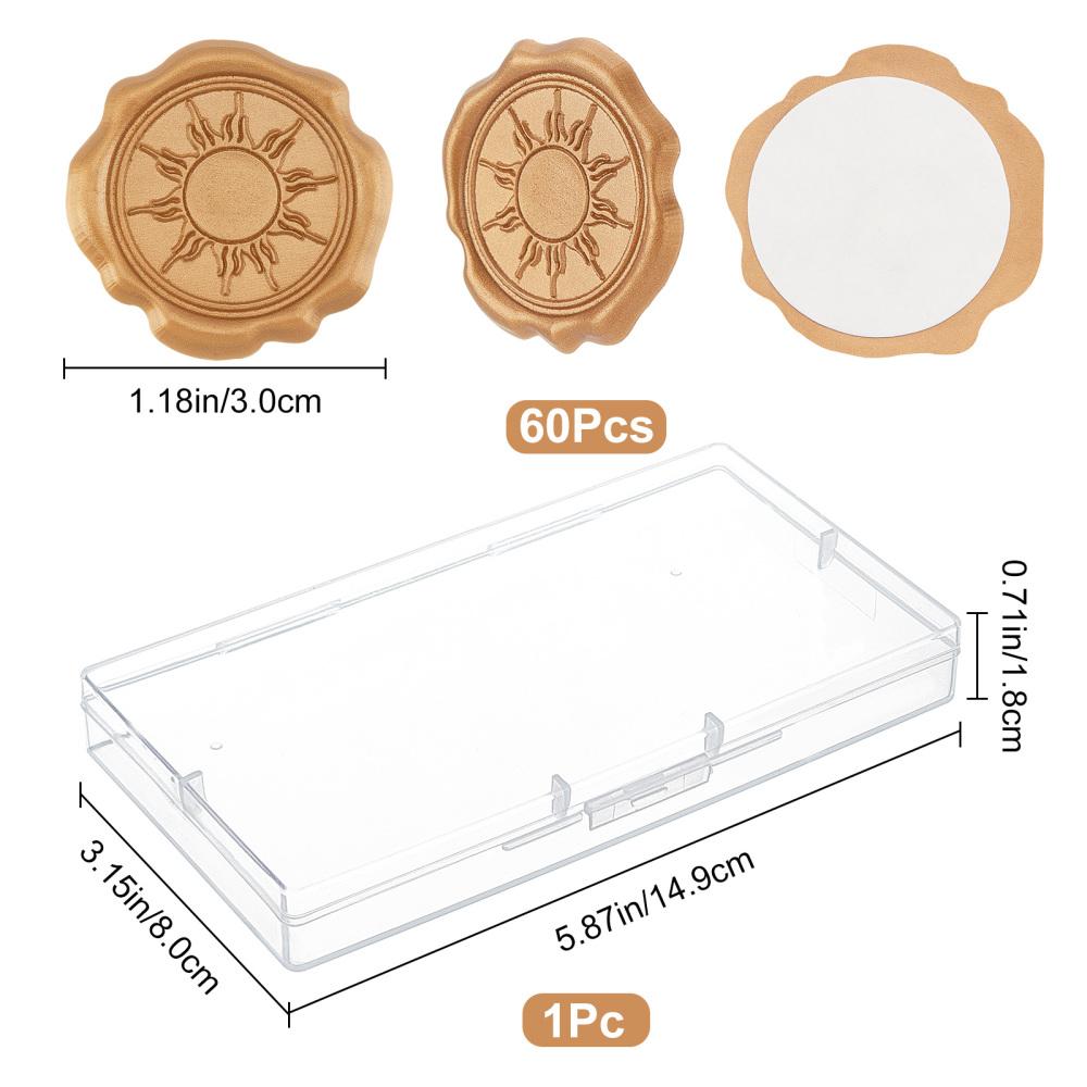 60Pcs Adhesive Wax Seal Stickers Envelope Seal Decoration for Craft Scrapbook DIY Gift Sun Pattern 30mm