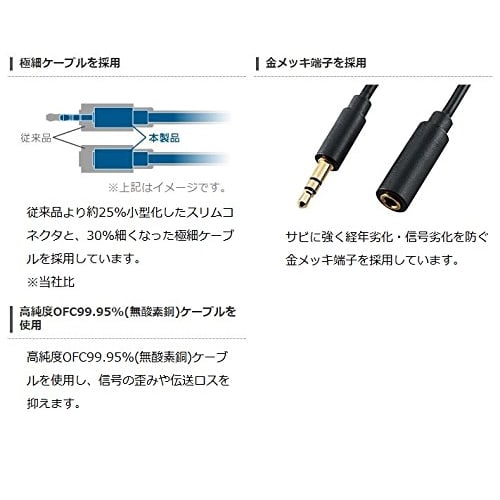 ELECOM Stereo Mini Plug Extension Cable Gold Plated 3.5 Female - 3.5 Male Black 1.5m DH-MPJN15