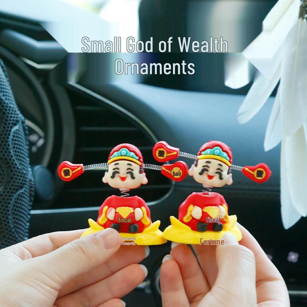 2025 Chinese Style God of Wealth Bobblehead Car Ornament: Cute Cartoon Interior Decoration