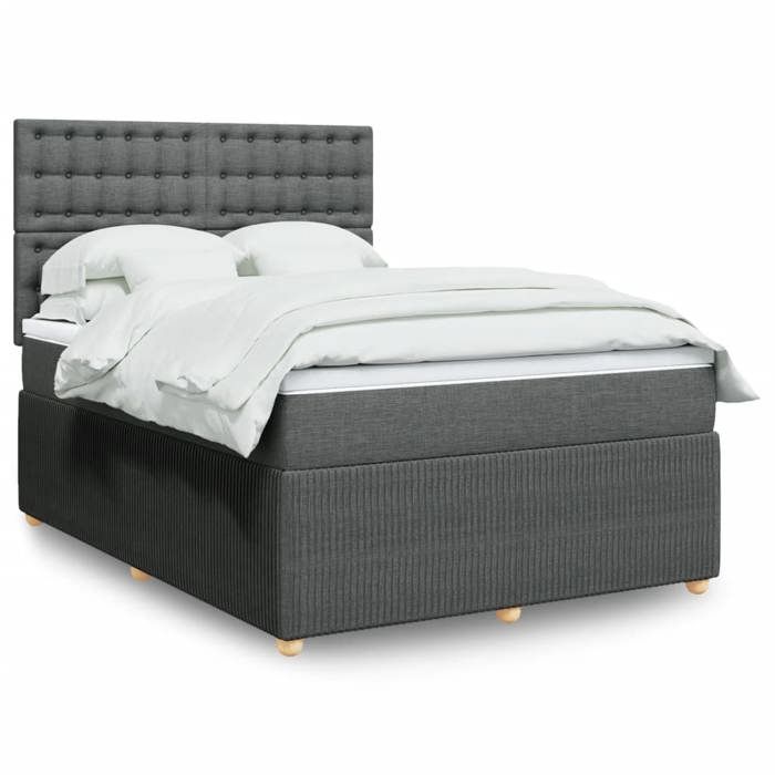VidaXL Sommier à lattes de lit avec matelas Gris foncé 140x200cm Tissu 3292094