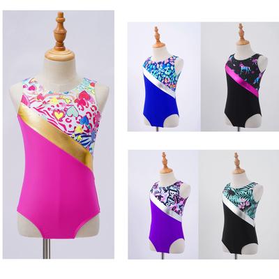 Dívčí jednodílné sportovní plavky Plážové plavky Děti Patchwork Design Potisk plavky