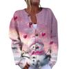 Women's Fashion Christmas Printed Long Sleeve Knitted Cardigan Button Down Jacket