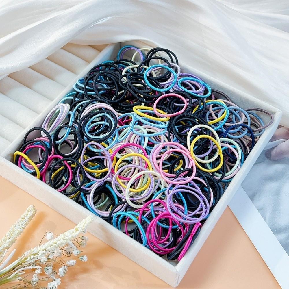 500pcs Polyester Hair Bands Candy Color Rubber Hair Bands Cute Elastic Hair Bands Girls Kids