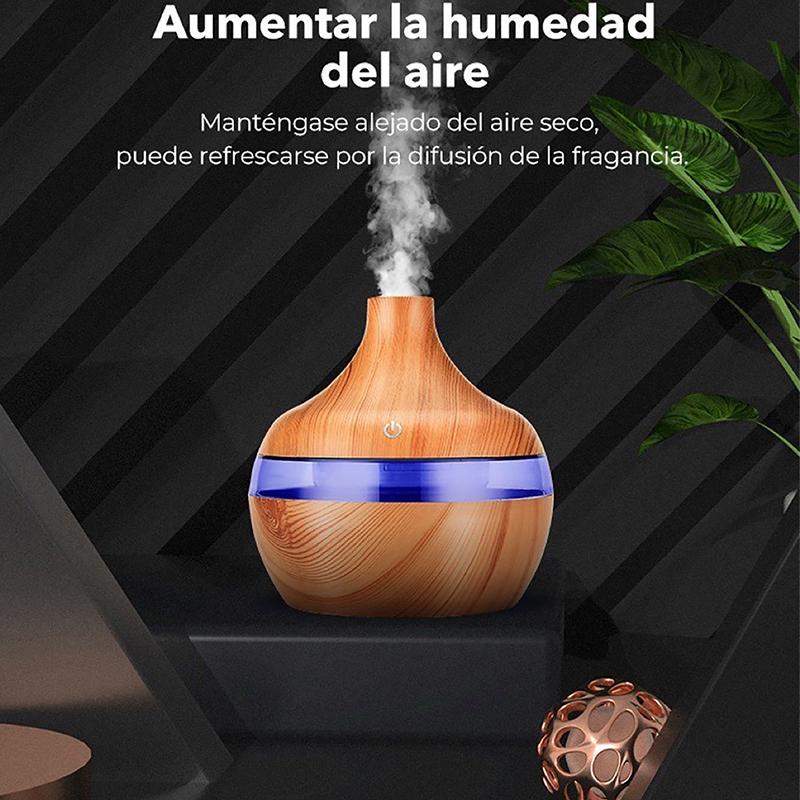 Wood Grain Ultrasonic Aroma Diffuser,300ml Cool Mist Air Humidifier with 7 Color LED Night Light for Home,Bedroom,Office