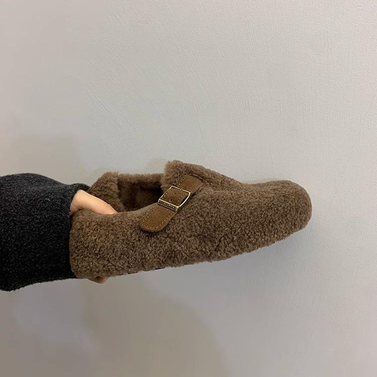 Women's Large Size Faux Lamb Suede Soft Sole Winter Warm Fur Beanies Padded Lined Ankle Boots Non-Slip Hiking Sports Cotton Boots