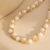 Fashion Design Imitation Pearl Chain Wrapped Necklace, Simple Wind Beaded Collarbone Necklace For Women