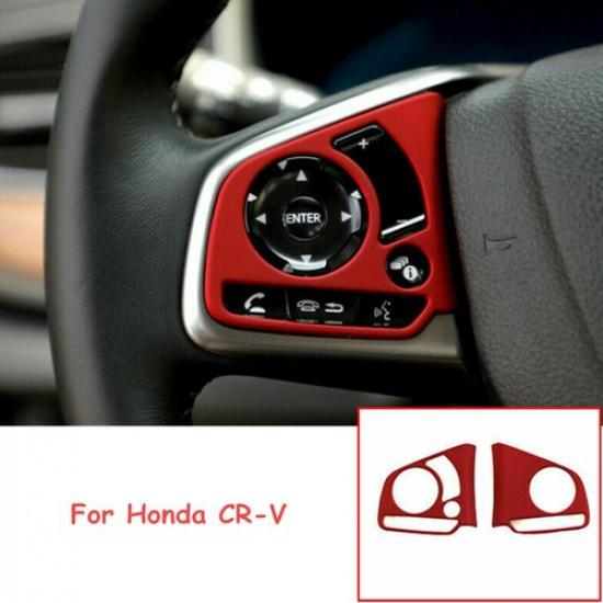 Red 2PCS Car Steering Wheel Decor Cover Trim For Honda CR-V CRV 2017-2022