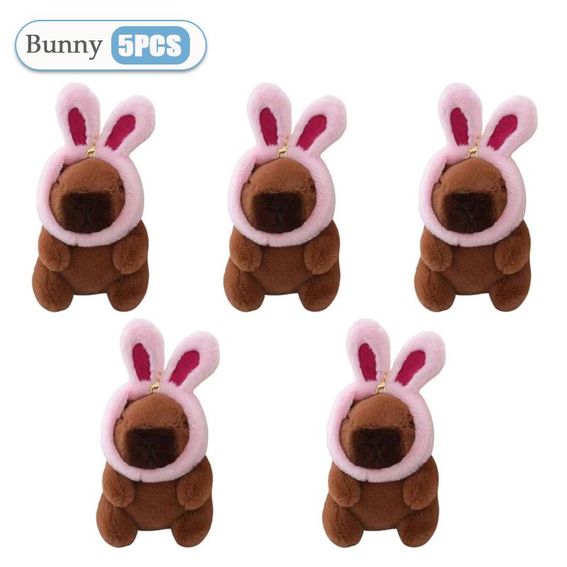 1-20PCS Cute Guitar Capybara Plush Toy Cartoon Guinea Pig Pendant Stuffed Doll Backpack Keychain Bag Car Key Ring Decor Kid Gift