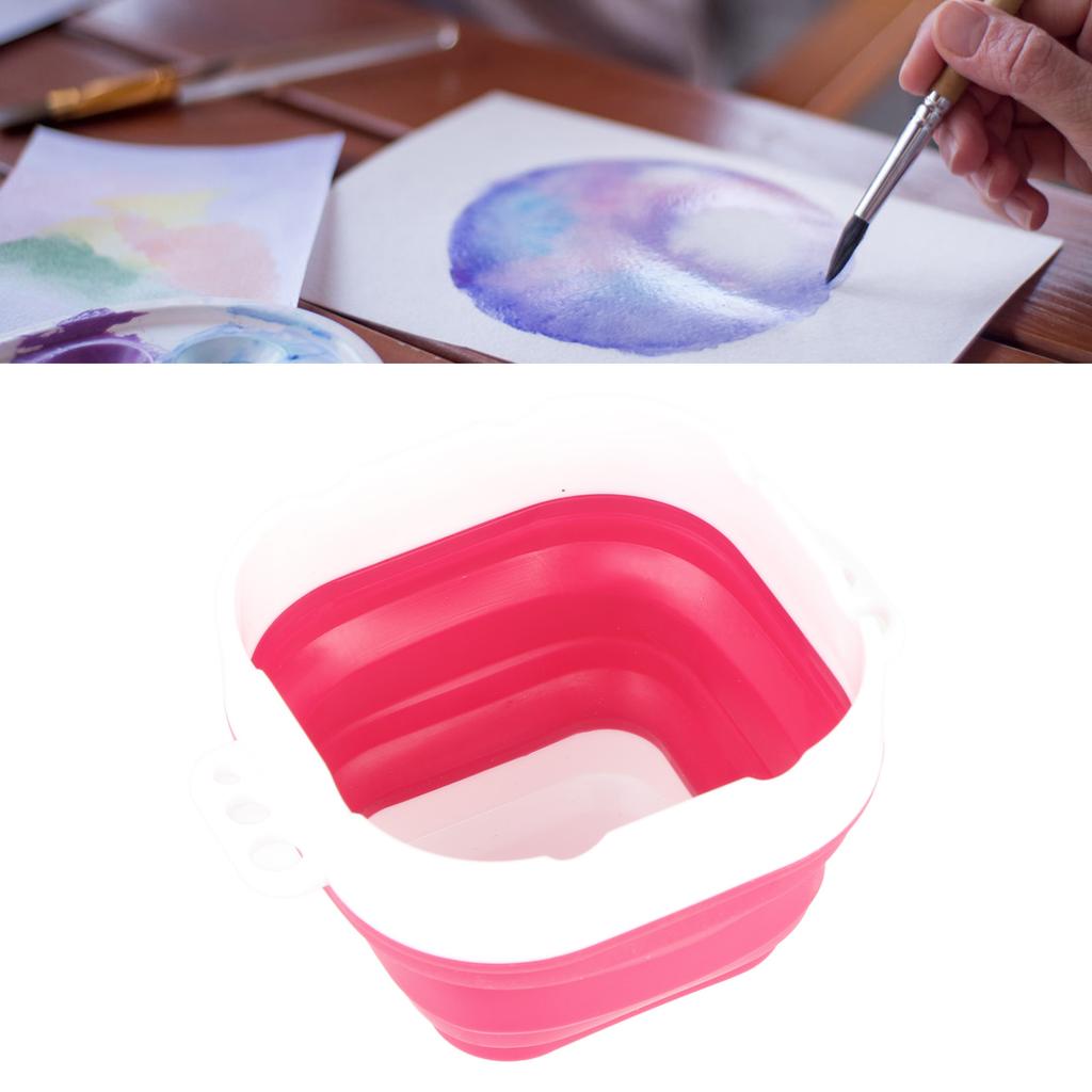 Collapsible Paint Brush Washer Professional Thickened Bottom Silicone Paint Brush Bucket for Beginners with Scrubbing Board