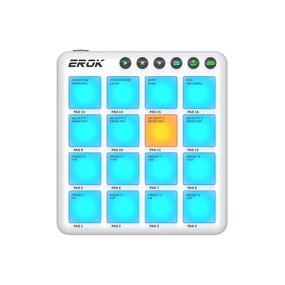 EROK PocketBeats MIDI Controller 16 RGB Pads Bluetooth Wireless Recharge Portable Beat Pad for DJ Beat Making & Music Production