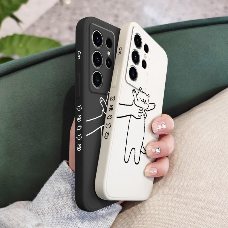 Fidgeting Cat Phone Case For Samsung Galaxy S25 S24 S23 S22 S21 S20 Ultra FE S10 S10E Plus Note 20 Ultra Silicone Cover