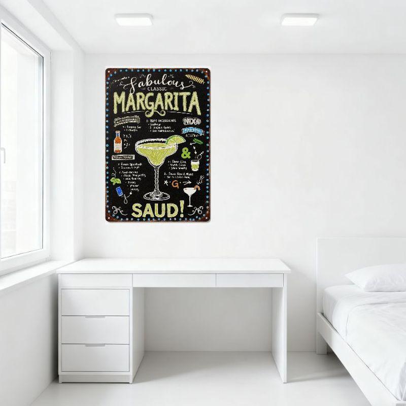 Vintage Chalkboard Style How To Make Fabulous Classic Margarita Metal Tin Sign, Home Bar Club Restaurant Man Cave Wall Decor Wit