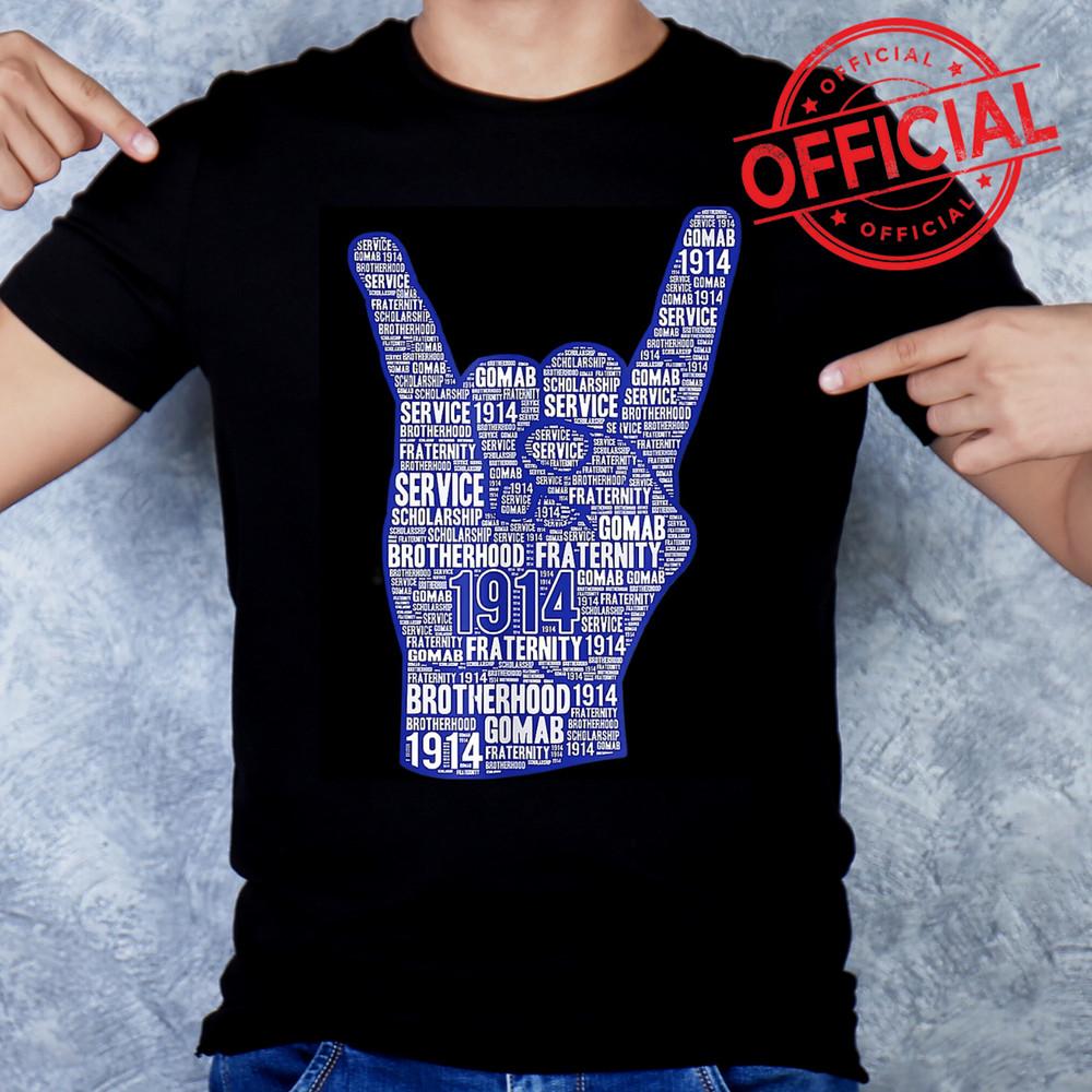 Mens Phi-1914 Hand Sign Beta-Sigma Words Shirt Unisex T-Shirt XXL