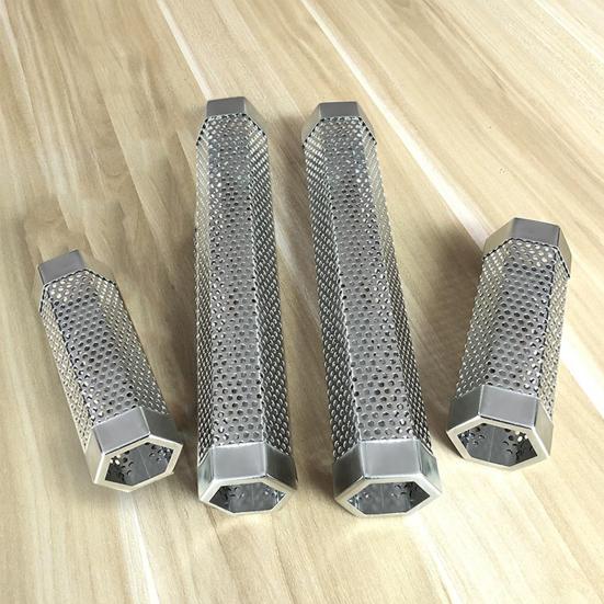 Pellet Tube Stainless Steel BBQ Smoke Tube with Ventilation Holes Heat-Resistant Easy To Clean Reusable Smoke Grill Tube Camping Accessories