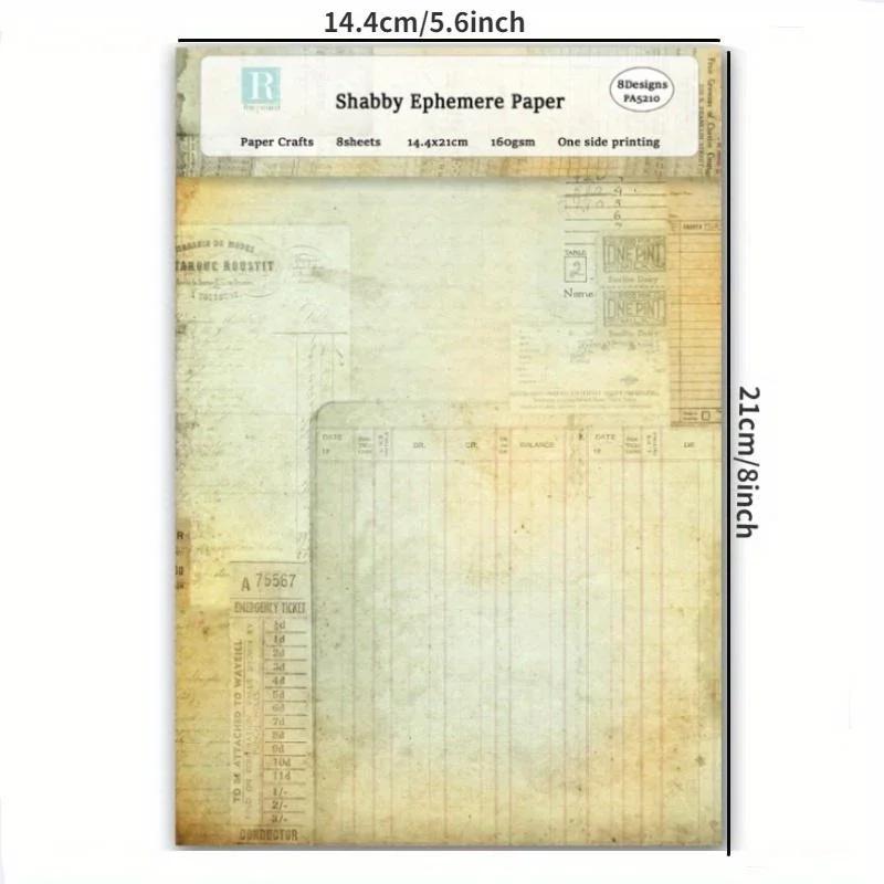 Shabby Ephemere Papier Scrapbook Verschiedene Muster Decoupage Karton Einseitig Vintage DIY Dekorative Kartenherstellung 8 Stück Junk.