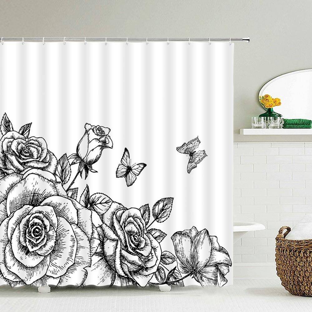 Vlinder Douchegordijn Lente Vlinder Badkamer Douchegordijn Natuur Tuin Plant Waterdicht Douchegordijn Badkuip Decoratie