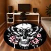 1pc Butterfly Skull Round Chair Mat Office Area Rug - Non-Slip, Floor Mat for Office, Bedroom, and Indoor Decor P127202