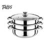 3 Tier Steamer Pot for Cooking Stainless Steel Set with Lid Food Stackable Kitchen Storage Optimization Space Saving Visual Handle Design Multipurpose