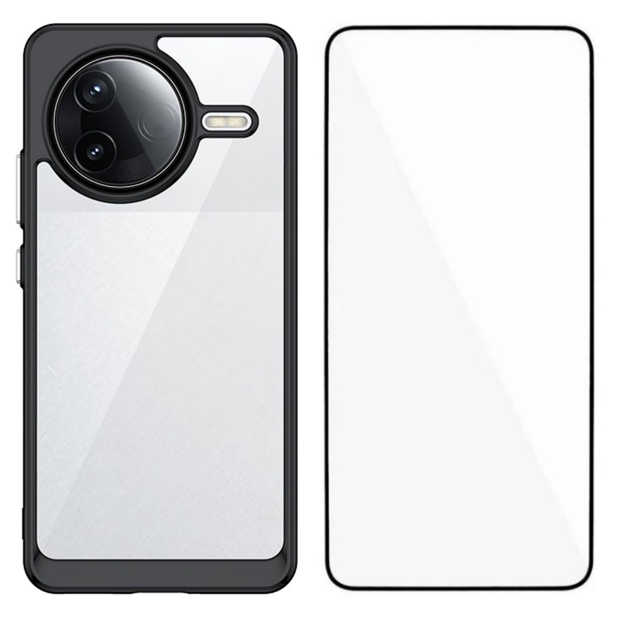 

Для Xiaomi Redmi K80 5G/Xiaomi Poco F7 Pro 5G Задня кришка WANLONFENG XC Series TPU Акриловий чохол для телефону із захисною плівкою із загартованого скла Black