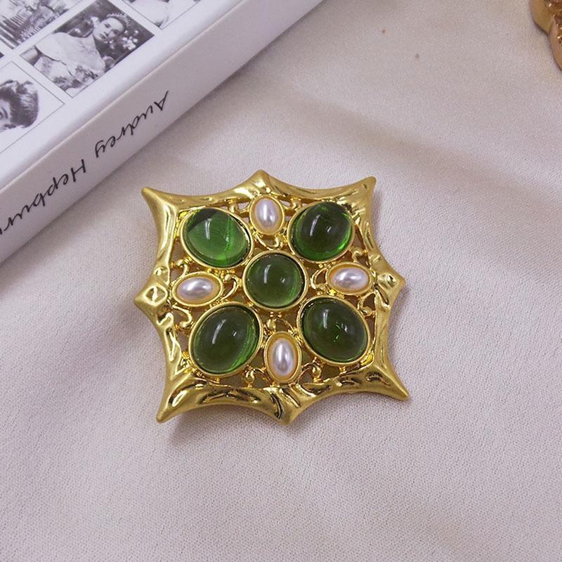 Средневековая винтажная брошь из стекла в дворцовом стиле, ретро корсаж