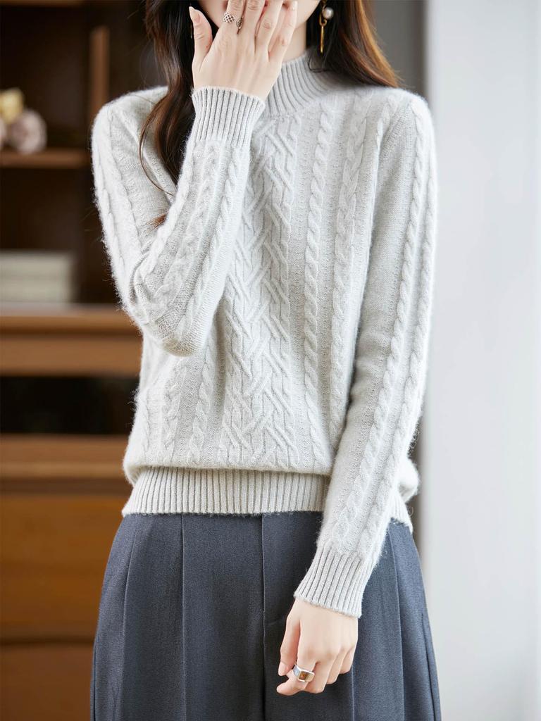 Women's 2025 Autumn/Winter Seven-Stitch Thick Wool Knit Half-High Neck Base Layer Top