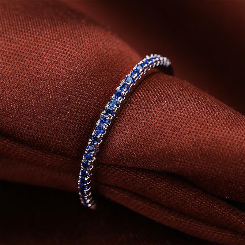 

Cute Female Blue Zircon Stone Engagement Ring Vintage Silver Color Wedding Jewelry For Women 6 синий