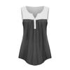 Fashion Womens Summer V-neck Sleeveless Patchwork Tops Ruffle Loose Tunic Blouse