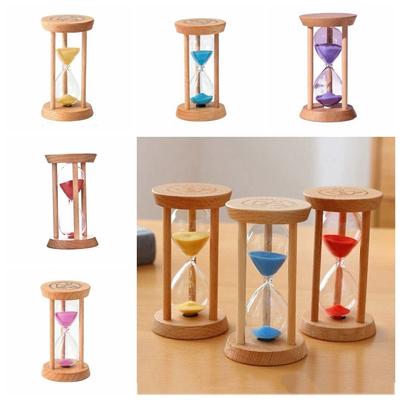 Durable Stable Connection Wooden Hourglass No Deformation Wooden Round Hourglass Timers 5 Colors 1/3/5 Minutes Timer Gift