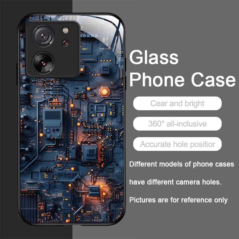 Creative Mechanical Circuit Board Pattern Glass Phone Case for Motorola Moto G85 G84 G75 G55 Edge 50 Fusion 40 Neo 30 Pro Cover