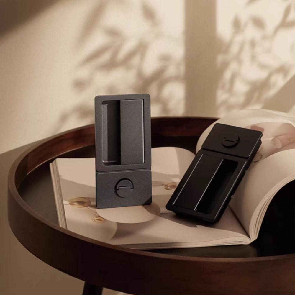 Black Finish Flat Door Lock Single Tongue Recessed Door Handle Invisible Door Handle  Room Doors