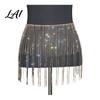 Sparkly Crotch Covering Chain Rhinestone Tassel Waist for Women Sexy Belly Dance Body Skirt-Style Adjustable Parties Hip Accessory Elastic