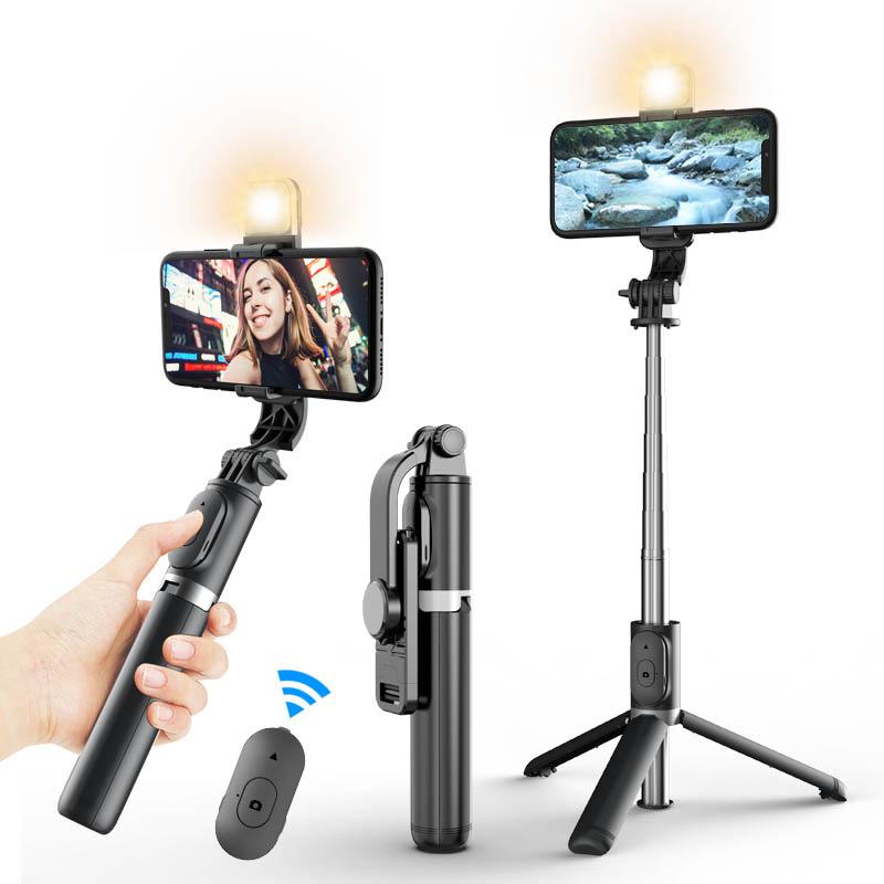 Bluetooth Extendable Selfie Stick Tripod with Anti-Shake and Fill Light for Live Streaming - Model Q02