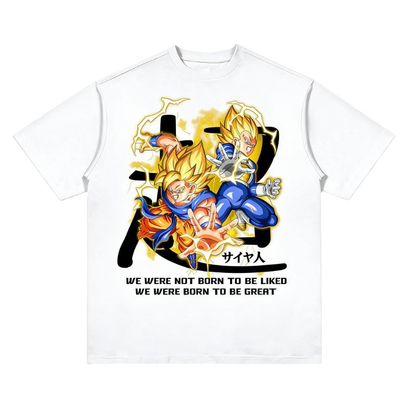 

Super Saiyan Goku Vegeta Dragon Ball TShirt Born To Be Great Printed Crew Neck Cotton Trendy Casual Streetwear Fashion Tops S