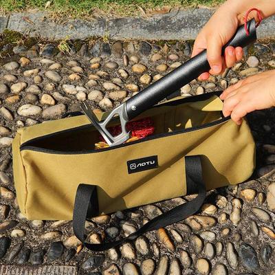 Tent Stake Bag Camping Tent Peg Ground Nail Storage Bag Double Layer Canvas Storage Bag Heavy Duty Hammer Nail Pouch for Hiking