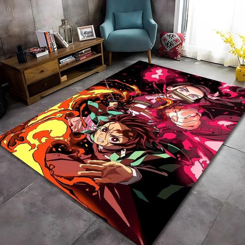 Anime Characters Carpet Mat Rug Water Lightning Effects Team Group Home Decoration Dynamic Vibrant Floor Mat Bedroom Decor