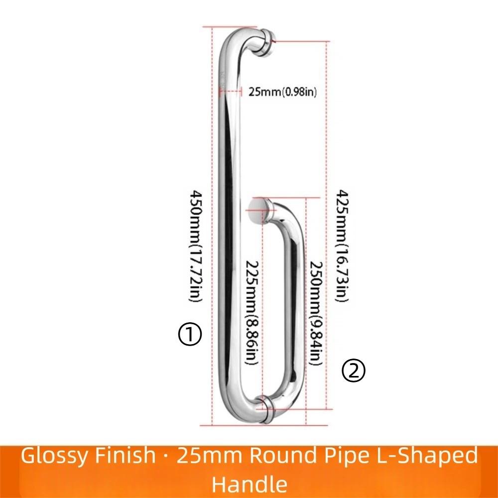 304 Stainless Steel Shower Room Handle Thickened Design Bright Black Finish Glass Door Handle Copper Core High-End Atmosphere