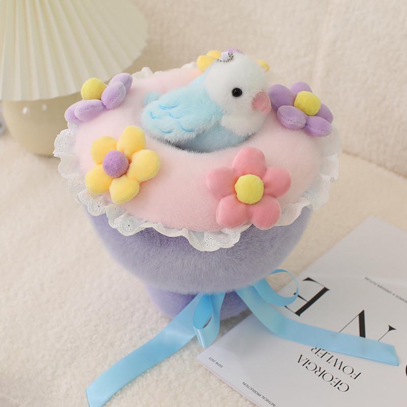 Jouet Peluche Bouquet d'Oiseaux Support Magnétique pour Épaule Pigeons Perroquets Cadeau Pour Femmes
