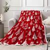 Weihnachtsrot Weiß Überwurfdecke - Weicher Flanell mit Schneeflocken Sternen Baum, Dekorativ für Zuhause Sofa Neujahr