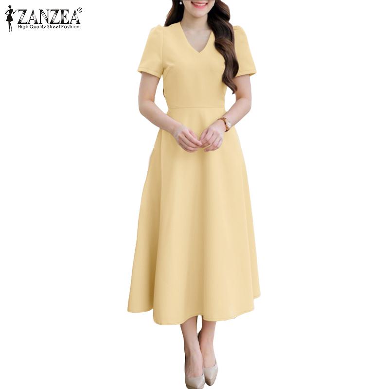 

ZANZEA Женское повседневное летнее платье с коротким рукавом и V-образным вырезом 5XL