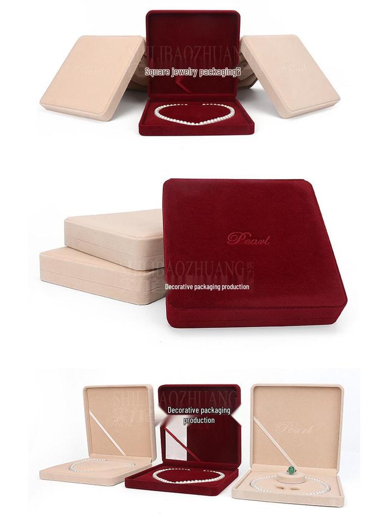Velvet Pearl Necklace Jewelry Set Box - Mother's Day Gift Packaging and Storage Box