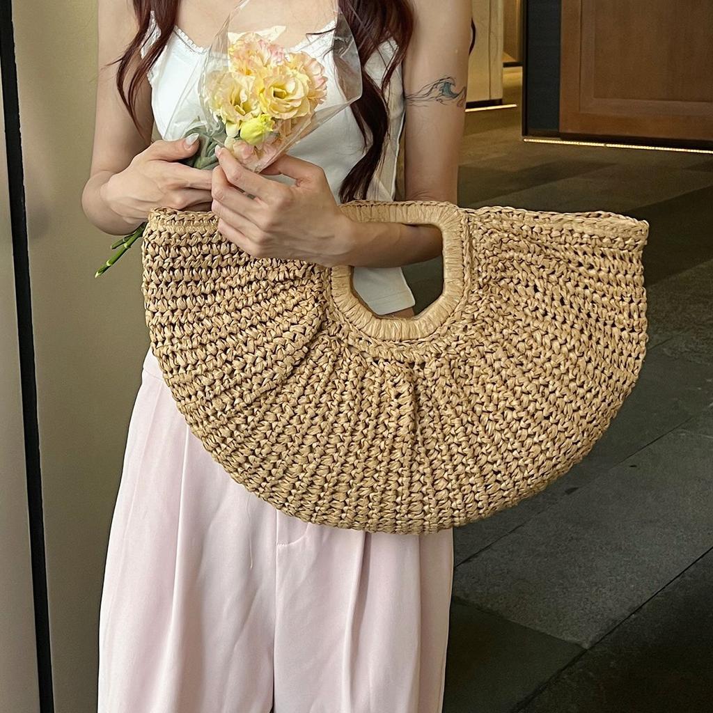 Summer Ethnic Style Straw Handbag for Women - Stylish Woven Beach Vacation Tote