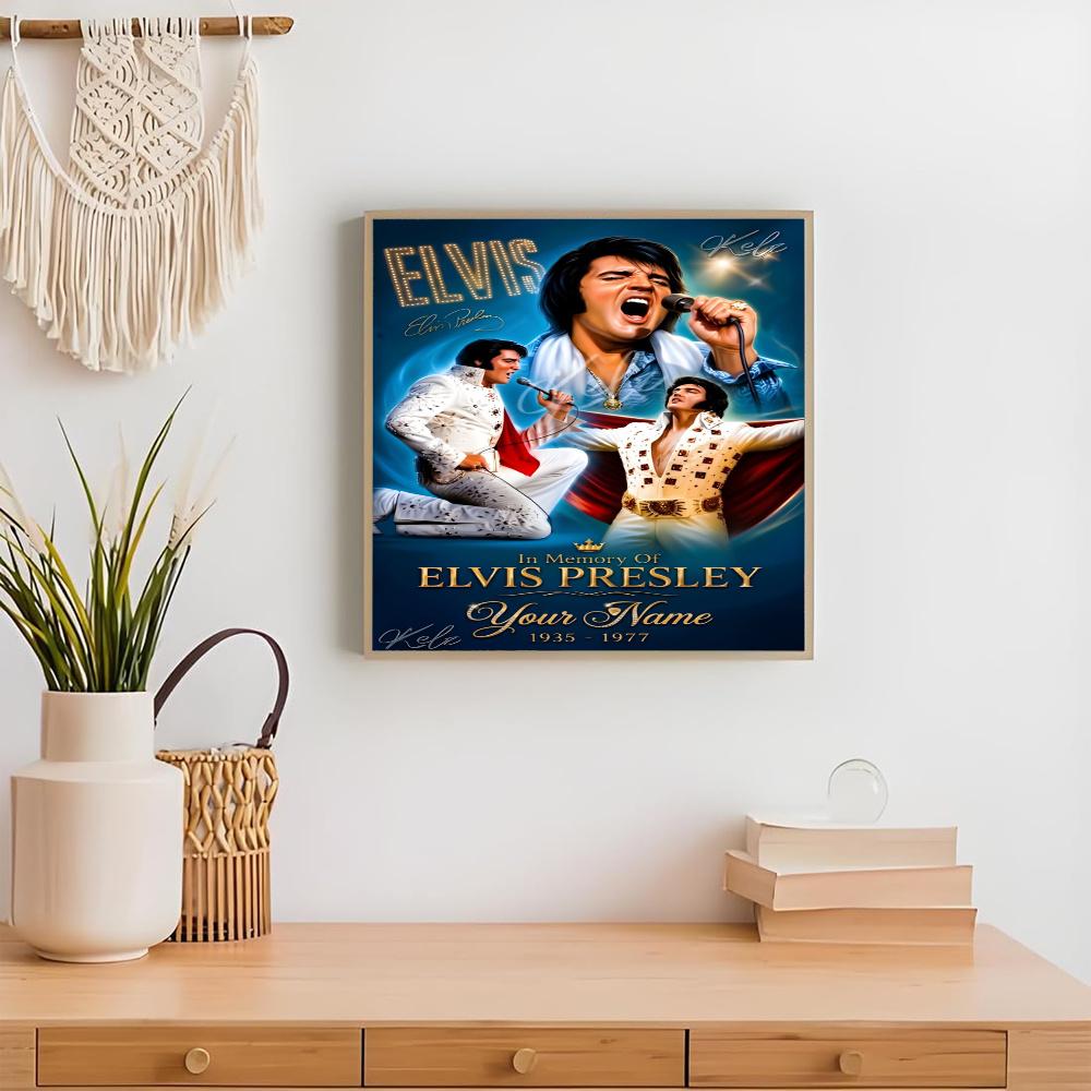 Elvis Presley Customize Text Diamond Painting Round Diamond Mosaic Suitable For Beginners Diamond Painting Rhinestones Gift Frameless