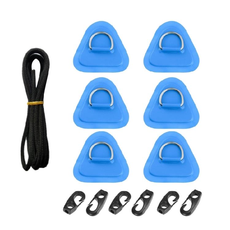 6Pcs D-Rings Patches PVC Stainless Deck Rigging Sets Inflatable Boat D-Rings Pad