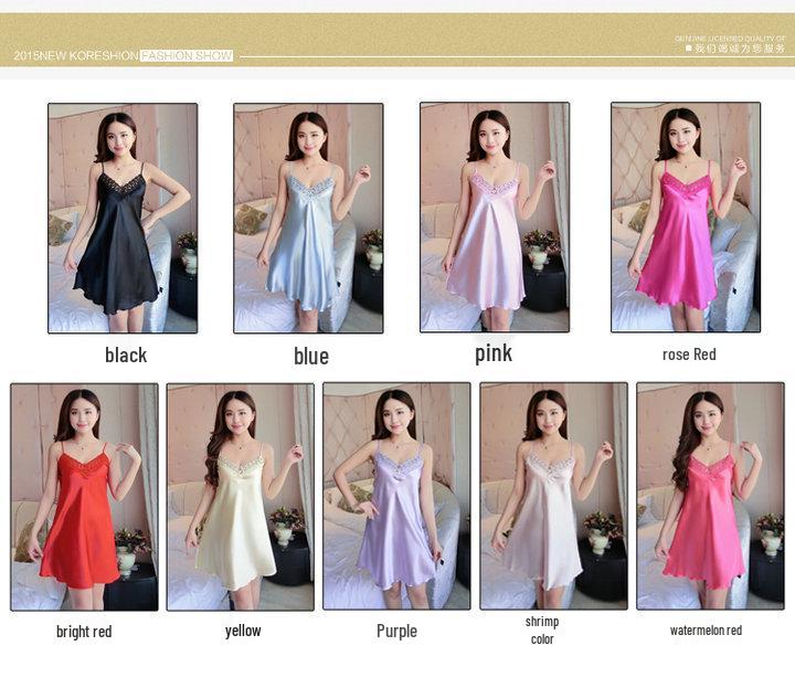 Girls' Adjustable Lace Satin Slip Nightgown: Cute & Sexy Mesh Design