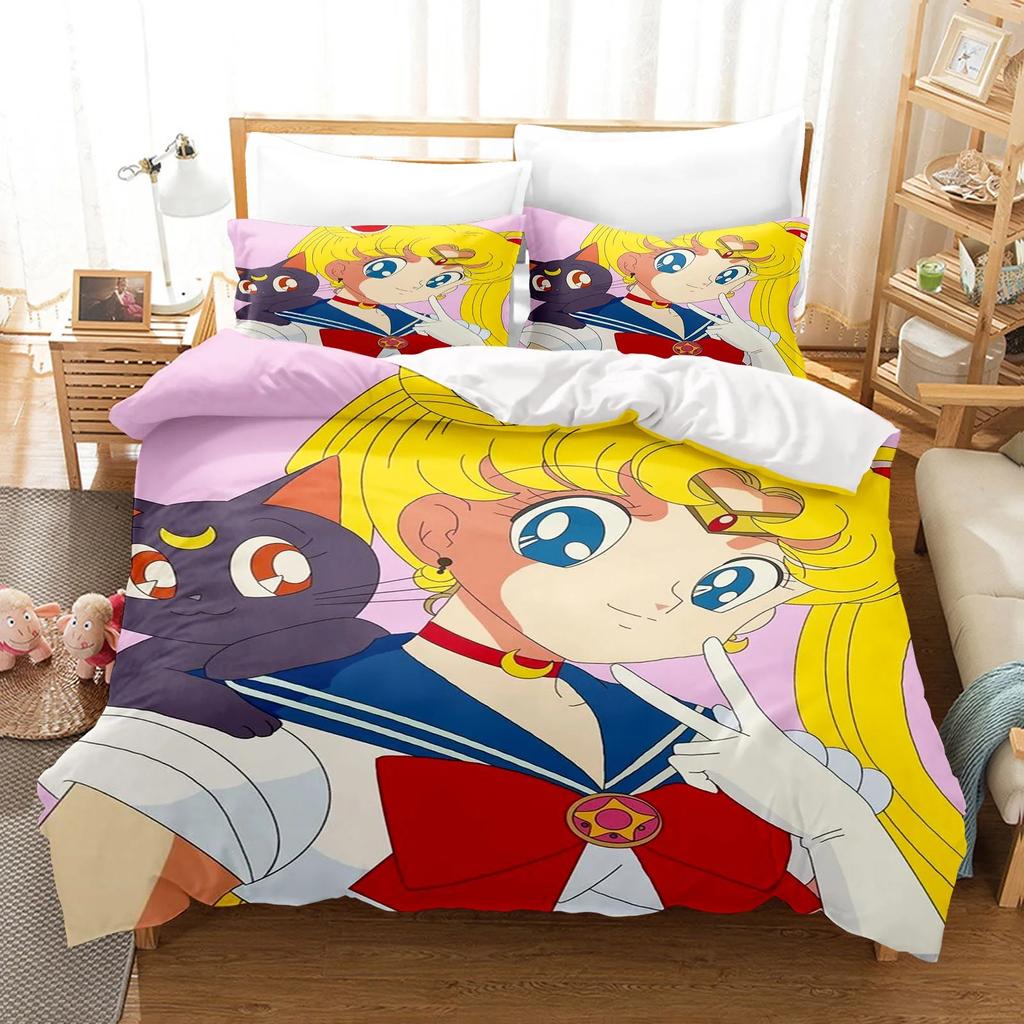 Sailor Moon Duvet Cover Set Bedding Comforter Sets King Size 3D Boys Girl Bedding Set
