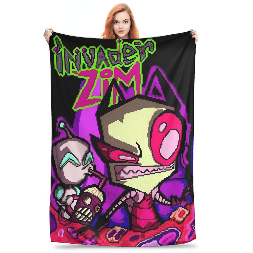 Invader Zim Gir Blankets Warm Flannel Sofa Throw Blanket for Home Bedroom Outdoor Throws Bedspread Quilt