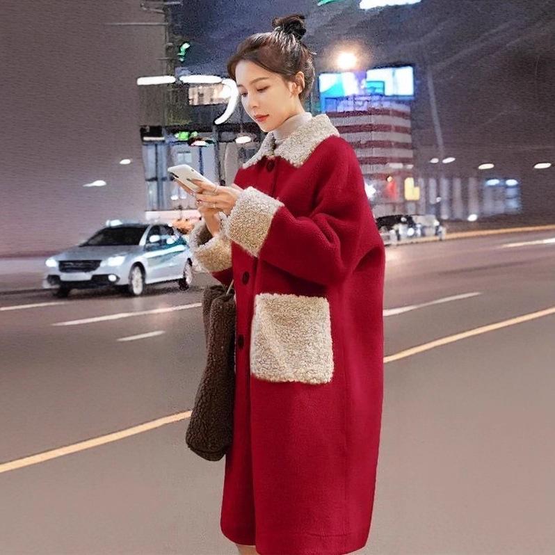 2026 Autumn/Winter Women s Mid-Length Plus Size Faux Lambswool Fleece Jacket M